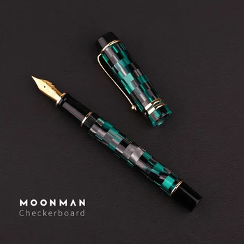 Jaunu Moonman M600 Celuloīda Šaha Fountain Pen Vācija Schmidt Smalkas Pērļu 0.5 mm Lielisku Modes Birojs Rakstiski Dāvanu Pildspalvas