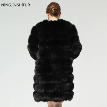 Jaunu zīmolu black fox kažokādas mēteli, ziemas silto apģērbu modes stila nekustamā dabas fox kažokādas mētelis