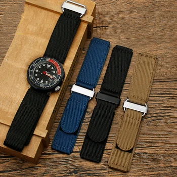 Jaunā stila sporta watchband S-eiko NĒ.5 vīriešu rokassprādze 22mm 24mm Velcro neilona pulksteņu siksniņas armygreen melns