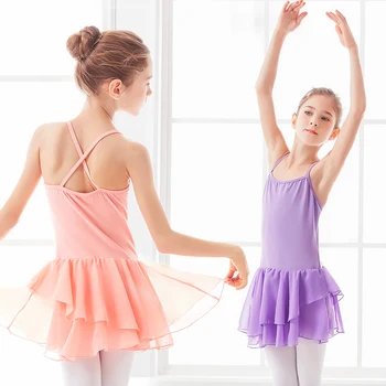 Kamzolis Baleta Leotards Meitenes bez Piedurknēm Baleta Kleita Šifona Svārki Vingrošana Leotard Bērniem Kostīmu Dancewear
