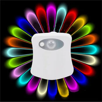 Karstā Pārdošanas Tualetes Nakts Gaisma ar 16 Krāsu Maiņa Kustību Sensors Nakts Lampas Vannas istaba Ateja Bļodā LED Lampas Vannas istaba