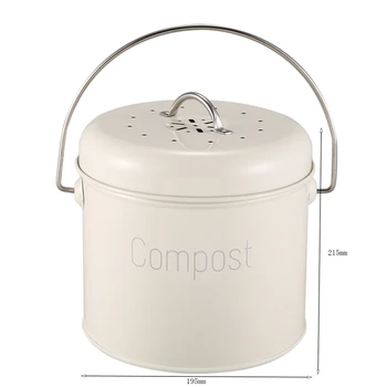 Komposta Bin 3L - Nerūsējošā Tērauda Virtuves Komposta Bin - Virtuves Kompostētājā Pārtikas Atkritumi - Ogles Filtrs