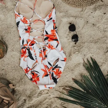 Kophia 2018 Sexy Peldkostīms Monokini Peldkostīms Viens Gabals Peldkostīms Sieviešu Peldkostīmi Drukāt Bodysuit Tamborēšanas Pārsējs Izgriezt Beach W