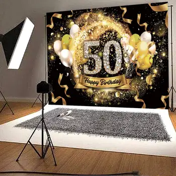 Laimīgs 30 40 50 60 Dzimšanas dienas svinības Zelta Punkti Banner Puse Plakātu Vinila Foto Foni Photocall Fotogrāfija Backdrops Dekori