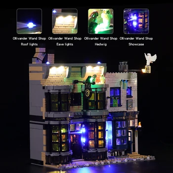 LED Apgaismojuma Komplekts Poters Diagon Aleju 75978 -Tālvadības pults /Classic/Sound Light Versija(LED Iekļauti Tikai, Nav Komplektā)