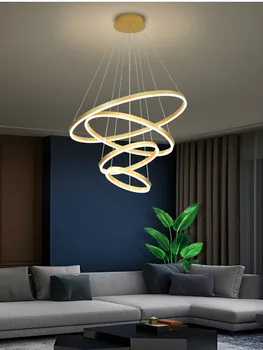 LED pendant gaismas mūsdienu kārta Brūna zelta karājas lampas dzīvojamā istabā, ēdamistabas virtuves apturēšanu apgaismes iekārtas iekštelpu apgaismojums