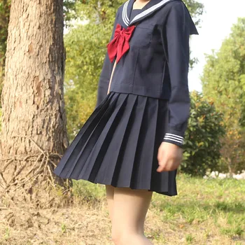 Liela Izmērs S-5XL 8 Izmēri Japāņu JK Skolas Formas tērpu Kleitas Meitenēm Tumši Zila Jūrnieks Uzvalks Jaka vidusskolā Formas Tērpi
