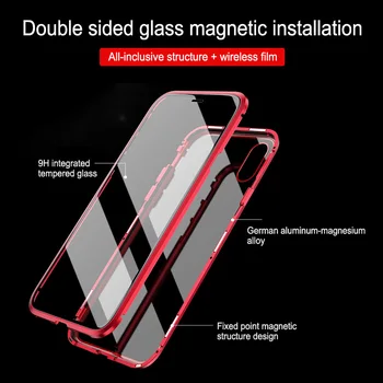 Magnētiskā Lietā par IPhone 12Pro Max 11Pro SE 2020. GADAM XR XS X 8 7 6s Plus Coque Rūdīts Stikls Magnēts, Lietu Vāku iPhone 12 Būtiska