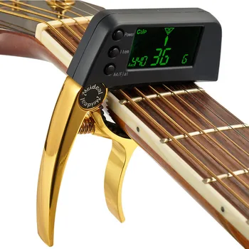 Metāla Ģitāru Regulēšana Klipu Capo & Uztvērējs, 2 in 1, lai Ģitāra un Bass Liels LCD Klipu Elektriskā ģitāra havajiešu Ģitāra Melodija Capo Skava