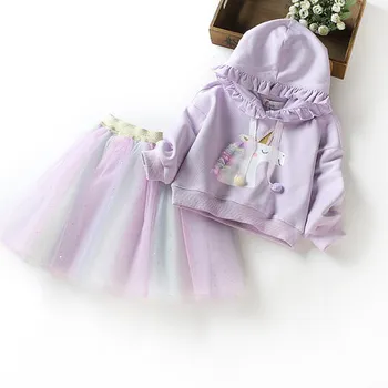 Mihkalev ir 2021. Baby Girl Rudens Apģērbu Komplekti, Hoodies T +Svārki Bērniem Tilla Apģērbu Komplekts Bērniem 2pieces Apģērbs Komplekti