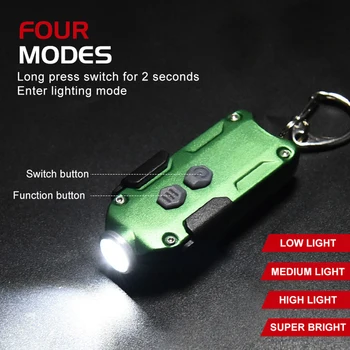 Mini Portatīvo LED Lukturīti, USB Uzlādējams Zibspuldze 4 Režīmi Ūdensizturīgs Atslēgu saišķi Lāpu Āra Kempings, Pārgājieni Lampas