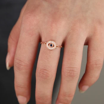 Minimālu delikāts gards Šarnīrs midi sievietes pirkstu ļauno aci šarmu gredzenu noregulēt ķēdes laimīgo acu gredzeni