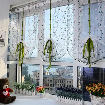 Modernā Ziedu Tilla Logu Ārstēšanu Milzīgais Aizkari Dzīvojamā Istaba Guļamistaba Virtuves Panelis Drapējumu Un Žalūzijas 80*100cm