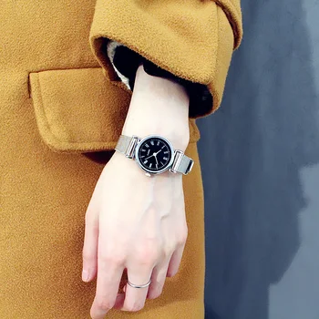 Modes Black Kvarca Skatīties Vīrieši Sievietes Acs Nerūsējošā Tērauda Watchband Gadījuma rokas Pulkstenis Dāvana Sieviešu Relogio Feminino