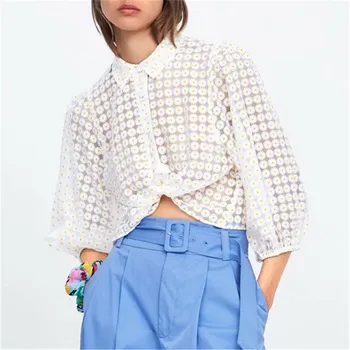 Modes Sievietes Milzīgais Ikdienas Krekls Puff Piedurknēm Kultūraugu Top Blūze Slim Kluba Topi Viedokļa Dāmas Blūze
