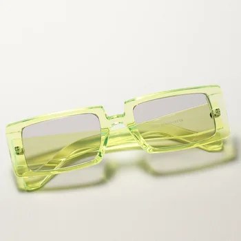 Modes Taisnstūra Retro Saulesbrilles Sieviešu Šauru Rāmi Kvadrātveida Saules Brilles Sievietēm Zīmola Moderns Luminiscences Zaļā Oculos UV400