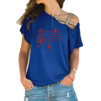 Mūzikas Piezīmes Smieklīgi Izdrukāt T Krekls Sievietēm Vasarā Dzīvnieku Īsām Piedurknēm Tshirts Harajuku T-Krekls Meitene Nelegālo Šķībs Krusta Apsēju, Lai