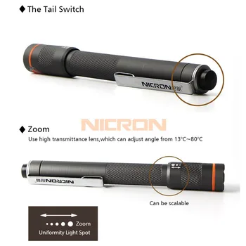 NICRON B22 Pildspalvu Lukturīti Augstajam CRI Krāsu Atbilstības Zoomable 120LM Ūdensizturīgs IP65 2xAAA Mini Mājas Lāpa Lampas Apkopes utt