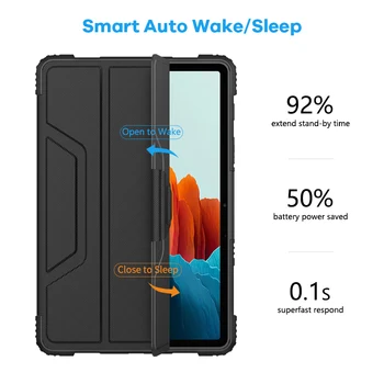 Nillkin Samsung Tab S7 Plus Lietu Vāku, Triecienizturīgs Gadījumā Auto Miega Mosties Samsung Tab S7 soma 11