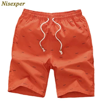Nisexper 2019 Jauno Vasaras Vīriešu Bikses, Kokvilnas Vīriešu Apģērbu, Zivju Kaulu Iespiesti Elastīgs Viduklis Pludmales Šorti Plus Izmēra 5XL