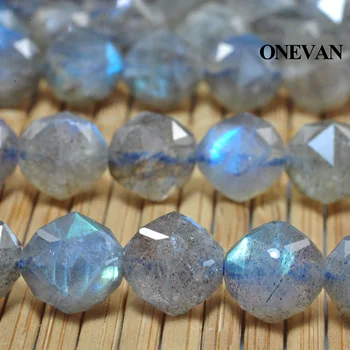 ONEVAN Dabas A+ Blue Flash Labradorīts Jaunu Slīpētas Pērles 6mm 7,5 mm Vaļīga Akmens Aproce, Kaklarota, Rotaslietu izgatavošana Diy Dizains