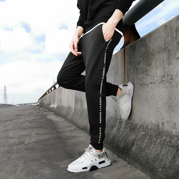Pavasara Rudens Modes Melnas Treniņbikses Vīriešiem Streetwear Jogger Bikses Potītes Garuma Gadījuma Dziesmu Bikses Plus Lieluma 6XL 7XL 8XL