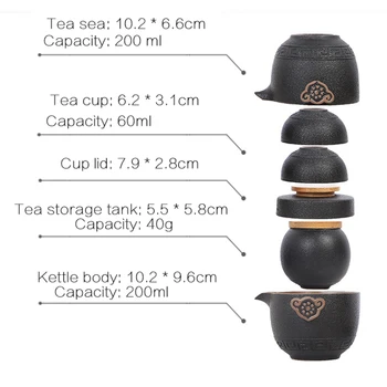 Portatīvo Tējas komplekts ietver 1 Tējkanna 5 Teacups ,Skaisti un viegli tējkanna tējkanna,Ķīnas Ceļojumu Keramikas Portatīvo Teaset gaiwan