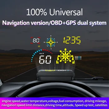 Q10 HUD OBD2 Platums Head Up Displejs Ar Live Navigācijas GPS Spidometrs Ar OBD2 Un GPS Sistēmu Automašīnas Vējstikla Projektoru