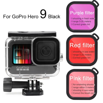 Ruigpro Ūdensizturīgs Korpuss Gadījumā Rūdīta Stikla GoPro Hero 9 Black Nirt Aizsardzības Zemūdens par Go Pro 9 Piederumi