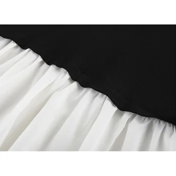 S-XXL korejas Laternu Piedurknēm Ruffles Raibs Trikotāžas Elegants Balts Krekls Sievietēm 
