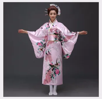 Seksīga Melnā Japāņu Sievietes Vakara Kleita Viskozes Zīda Kimono Yukata Ar Obi Deju Kleitu Cosplay Kostīmu Ziedu Viens Izmērs