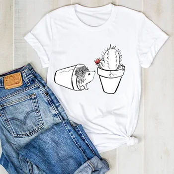 Sievietēm Lady Augu Karikatūra Cute Vasaras Modes Kaktuss Dāmas T Tee Tshirt Sieviešu Sieviešu Krekls Top Drēbes Grafiskais Apģērbs T-kreklu apdruka