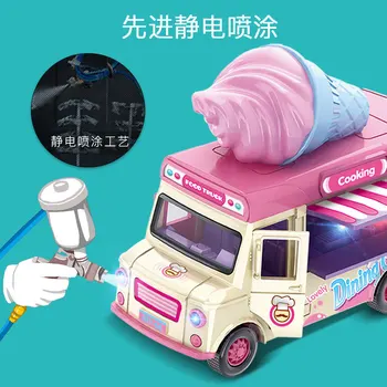 Simulācijas sakausējuma auto modelis Q versija fast food truck Bērnu rotaļu autobusu Kognitīvās mācīšanās Dzimšanas dienas dāvana