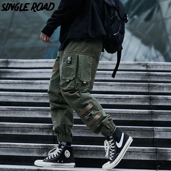 SingleRoad Mens Kravas Bikses Vīriešu Modes 2021. Gada Pavasarī Sānu Kabatas Hip Hop Harajuku Joggers Japāņu Streetwear, Garās Bikses Vīriešiem