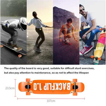 Skeitborda Dejas Longboard 107cm Pieaugušajiem Freestyle Street Ceļu Zēns un Meitene Skate Double Kick Klāja, Ieliekts Dizains Ilgi Valde