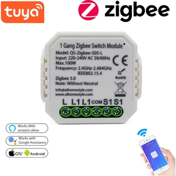 Smart Switch Module Bez/Ar Neitrālu ES 220V 1 Veids Bezvadu Gaismas Slēdzi, Releju Atbalstu Amazon Alexa, Google Home Tuya