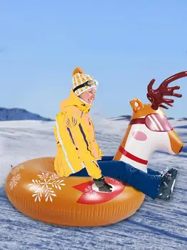 Sniega Rotaļlietas Ziemas Piepūšamās Slēpošanas Aplis, Slēpošanas Aplis Ar Roktura Izturīga Bērniem Pieaugušo Sniega Cauruļu Slēpošana Sabiezējumu Peldēja Ragavas