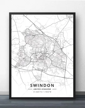 Stockton-on-Tees Stoke-on-Trent Sunderland Swansea Swindon Walsall Warrington Wolverhampton York, Apvienotā Karaliste Kartes Plakāts