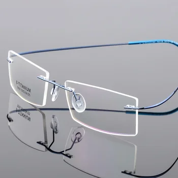 SWOKENCE Anti Zilā Gaisma bez apmales Tuvredzība Brilles Recepšu -0.5, lai -8.0 Vīrieši Sievietes Taisnstūra Sakausējuma Attālums Briļļu F089