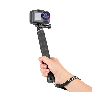 TELESIN 35inch Oglekļa Šķiedras Vieglāko Selfie Stick + Alumīnija Sakausējuma Statīvu GoPro Hero 5 6 7 8 9 Osmo Rīcības Piederumi