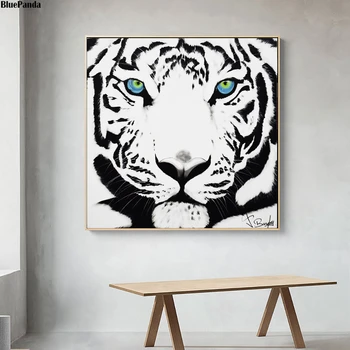 Tiger Plakātu Dzīvnieku Gleznas Uz Audekla Graffiti Mūsdienu Ielu Mākslas Dekoratīvie Melna Balta Sienas Attēlu Mājas Apdare