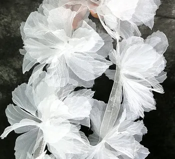 Tintes mākslas stila kaklasaišu krāsošanas 3D dzijas ziedu radošās apģērbu kleitu modes dizainere mežģīņu auduma piederumi