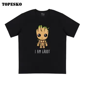 TOPESKO es Esmu Groot Iespiests T-krekls Vīriešiem No Kokvilnas, ar Īsām Piedurknēm Karikatūra Tee Lielo Izmēru Zīmolu Apģērbu Pusaudzis