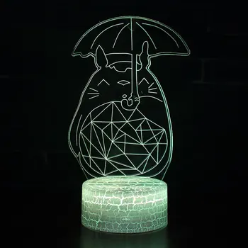 Totoro tēma 3D Lampas LED nakts apgaismojums 7 Krāsas Maiņa Pieskarieties Garastāvokļa Lampa Ziemassvētku dāvanu Dropshippping