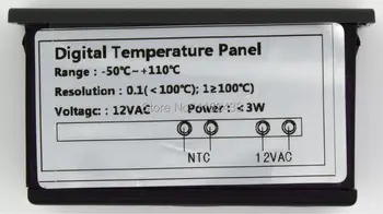 TPM-900 ciparu LED termometrs DC / AC 12V flush digitālo temperatūras mēraparātu panelī ar sensoru, kas piemērots saldēšanas skapis