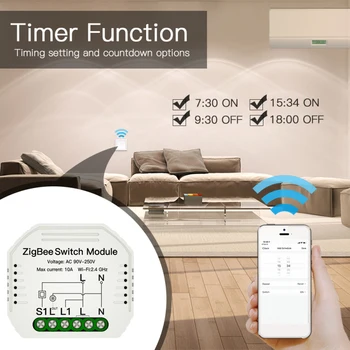Tuya ZigBee Smart Interruptor Wifi Slēdzis Modulis Smart Dzīves Ieslēdziet Smart Home Breaker Modulis Atbalsta Alexa Amazon, Google Home