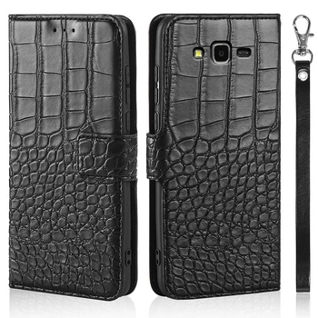 Tālrunis Case for Samsung Galaxy J7 Nxt J701F/DS 5.5 collu Gadījumā Seifa Krokodila Ādas Tekstūru Grāmatu Dizaina Tālrunis Coque Capa Ar