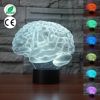 USB Jaunums Gaismas Cilvēka Smadzenes Carebellum 3D Optiskā Ilūzija Lampu 7 Krāsu Maiņa Nightlight Touch, Galda, Galda Gaismas Mājas Dekoru