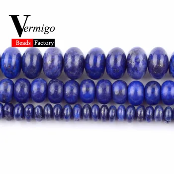 Vairumtirdzniecības Dabīgā Akmens Lapis Lazuli Rondelle Krelles Rokdarbi Rotaslietu izgatavošana 2x4x6x8mm Abacus, Krelles Diy Aproce 15