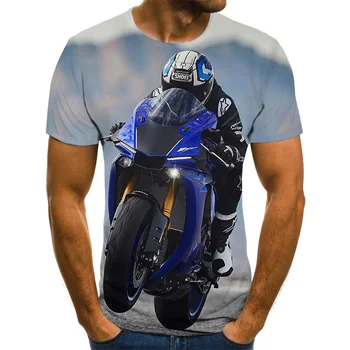 Vasaras Modes Top T-krekls Vīriešu Liela Izmēra Streetwear Atdzist Sacīkšu Grafiskais T-krekls Motociklu 3D Drukāšanas Vīriešu Sporta Krekls